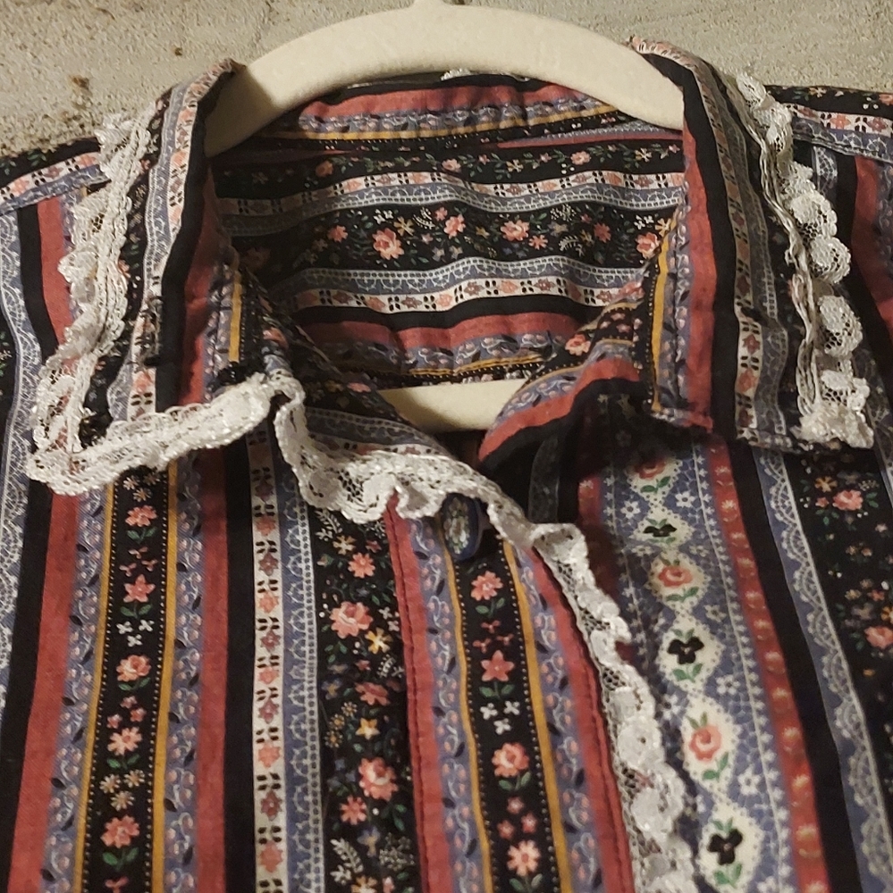 1970's paisley floral cottagecore Western blouse - Picture 14 of 16